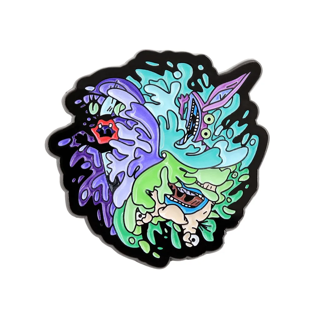 Aaahh!!! Pin esmaltado de monstruos reales, Krumm Ickis Oblina, mezcla y combina, serie de televisión animada americana al ras, accesorios de insignia de regalo para seguidores
