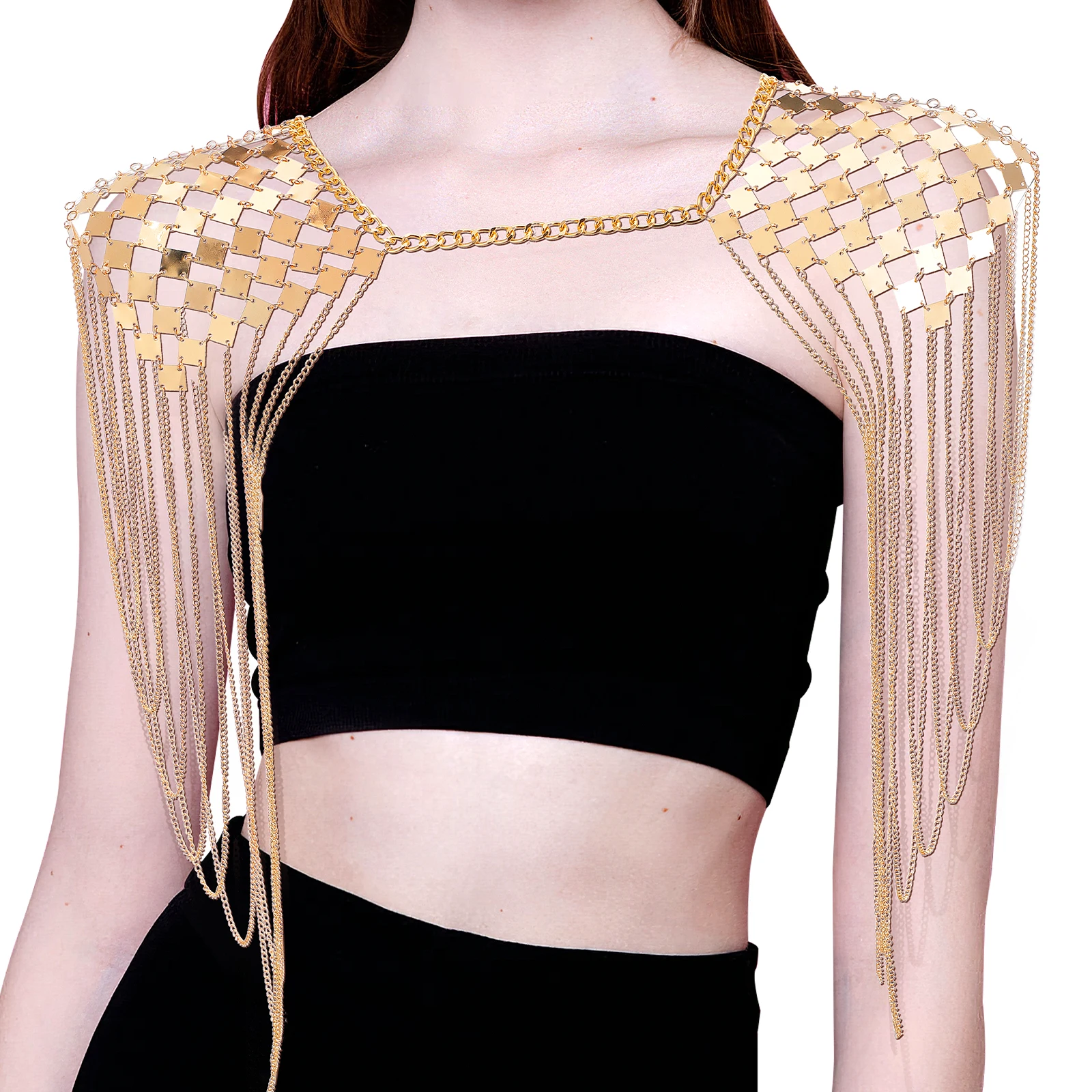 

Stylish Double Shoulder Chain Tassel Link Necklace Women Body Jewelry Sexy Fashion Accessories Wear Easy