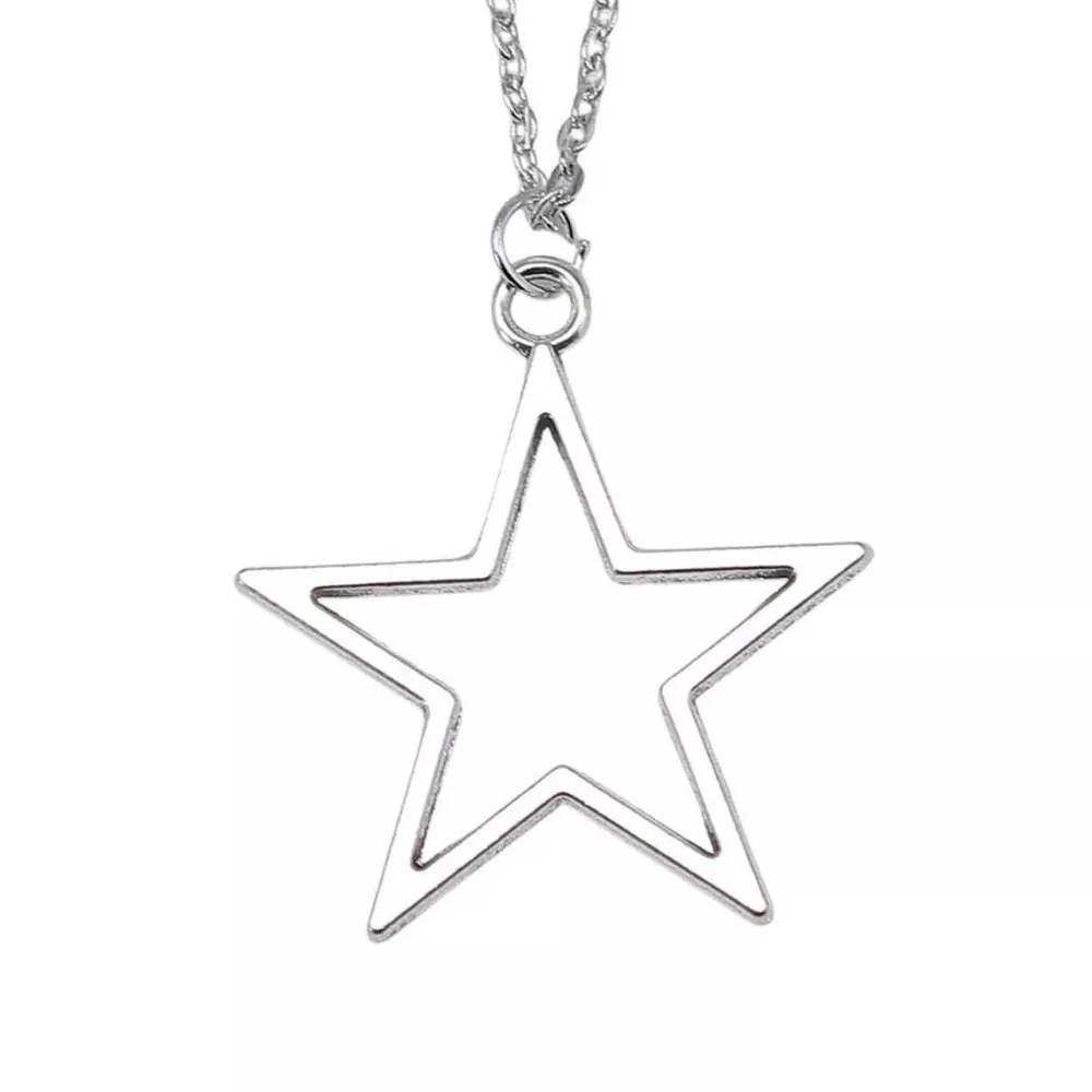 Fashion Simple Silver Color Hollowed-out Star-shaped Pendant Necklace Dangle Earrings for Women Personality Punk Jewelry Gifts