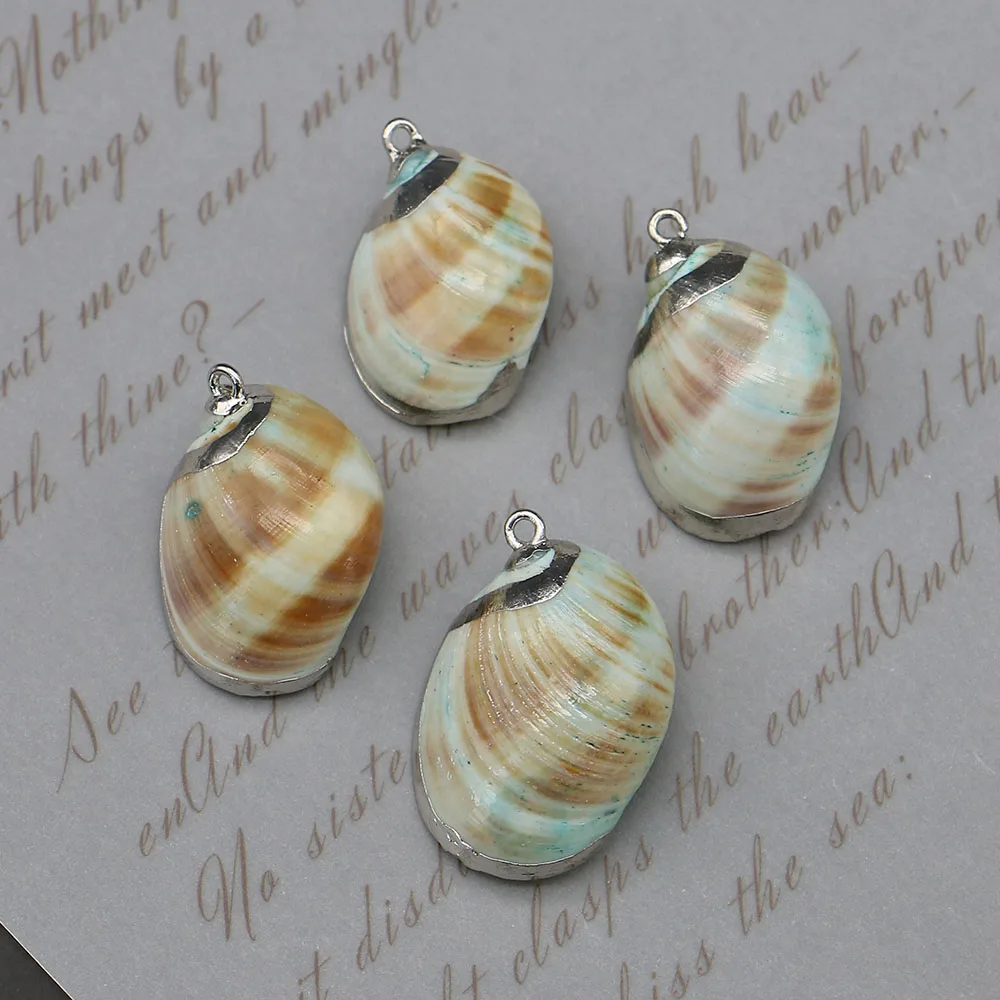 

Подвеска из натуральной окрашенной ракушки с одним отверстием, посеребренная, для путешествий, DIY, для серег, ожерелий, ювелирных украшений, аксессуаров, подарков
