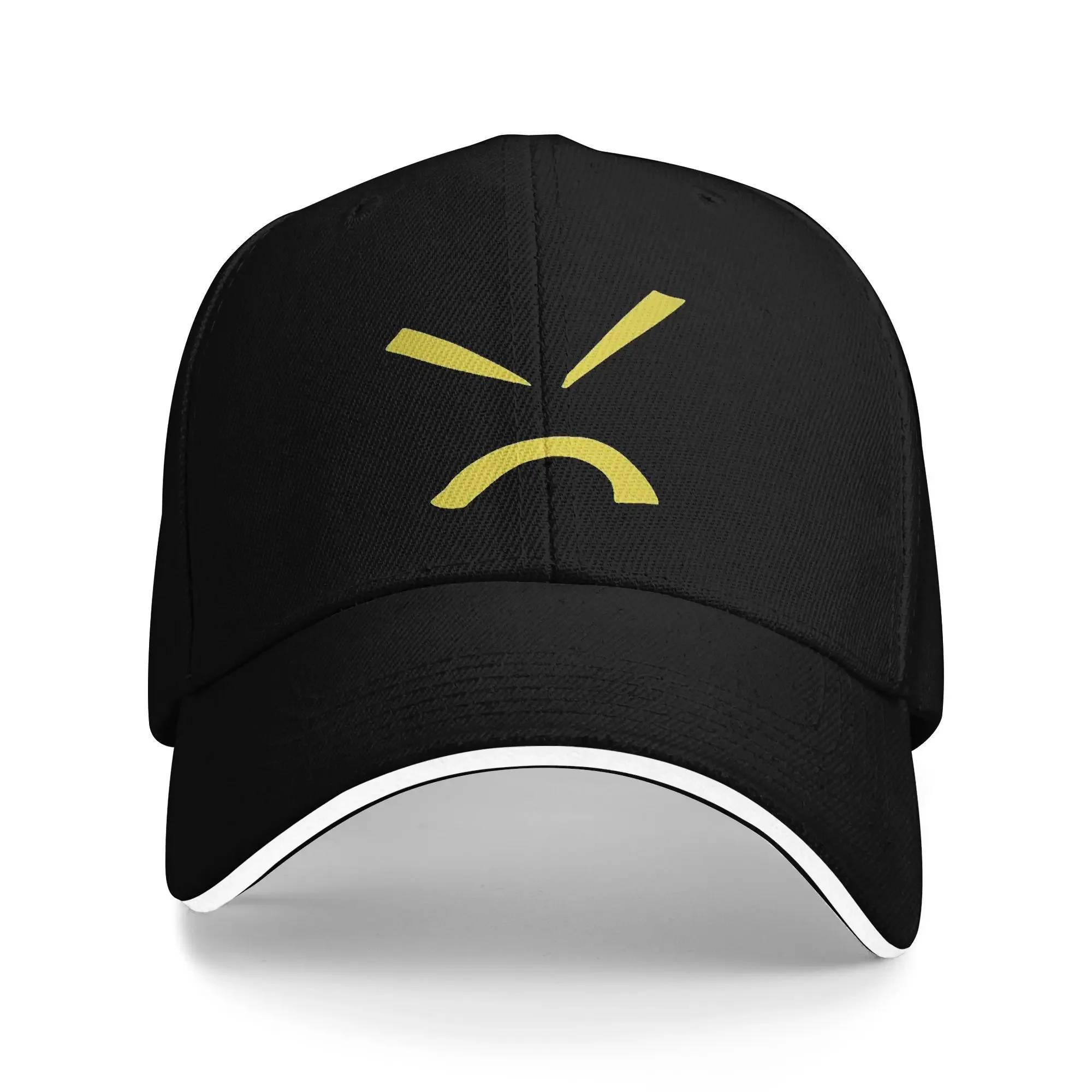 

Yellow Funny Sullen Angry Expression Running Baseball Caps Male Printing Trucker Cap Womens Sport Sunscreen Hat