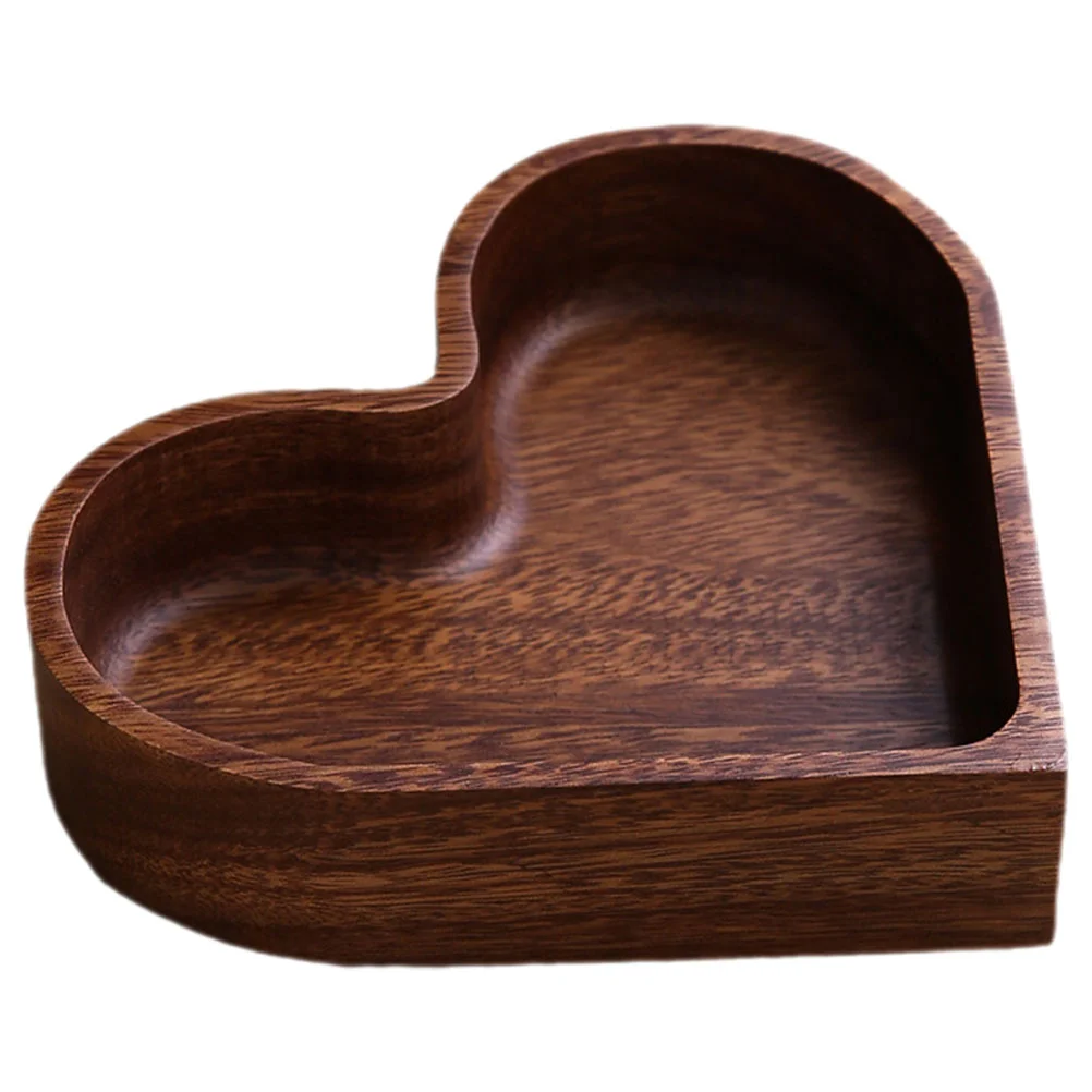 

Wooden Foods Tray Dried Fruits Serving Fruitful Storage Trinket Plate Heart Shaped Snack Dish Jewelry
