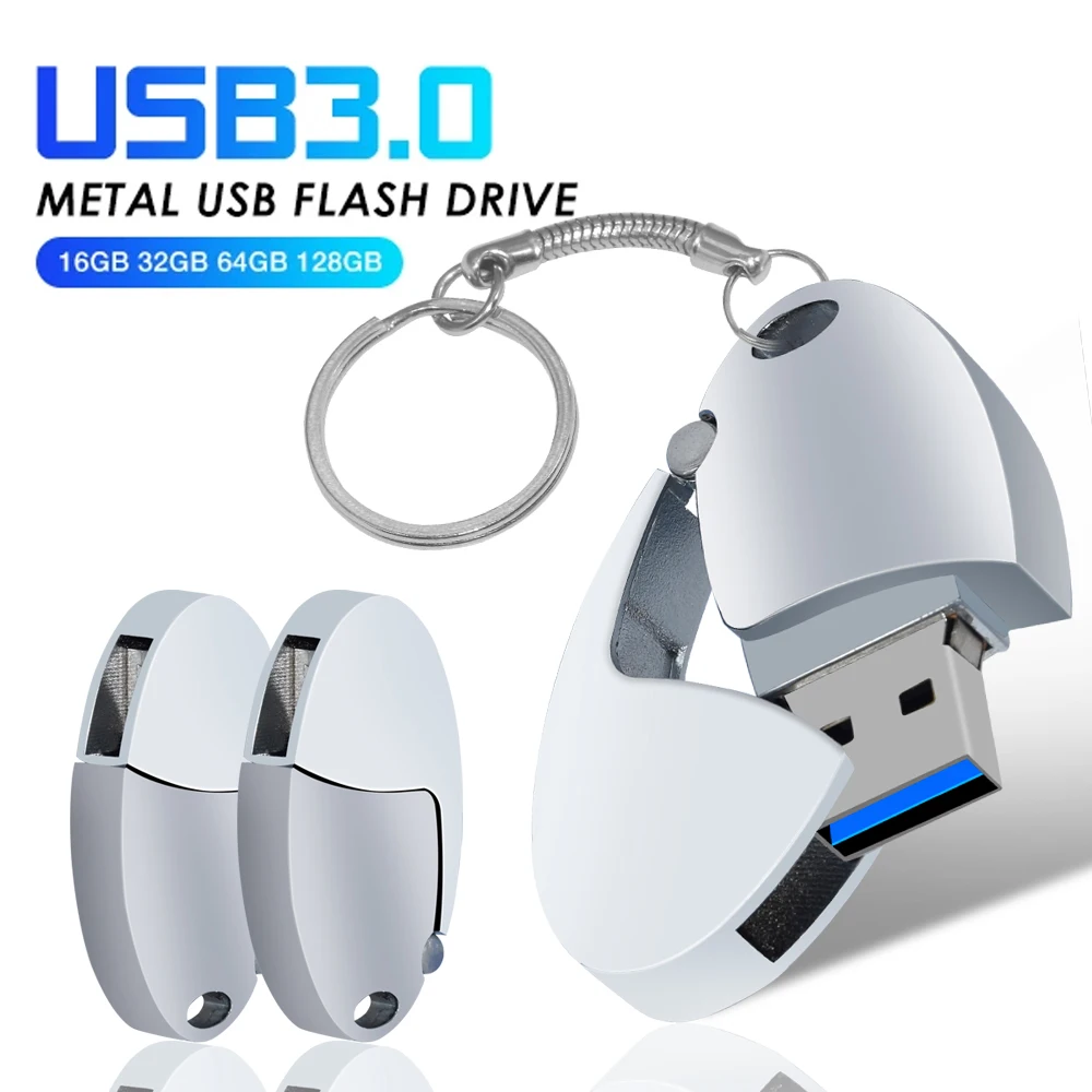 USB 3.0 Flash Drives 128GB/32GB/16GB Business Pen drive Free key chain Silver Memory stick U disk for Laptop