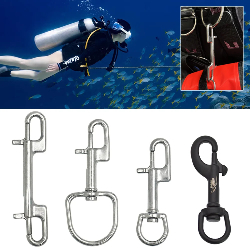 Stainless Steel Diving Hooks Swivel Eye Bolt Spring Snap Hooks Single Double End Rotatable Hooks Hiking Camping