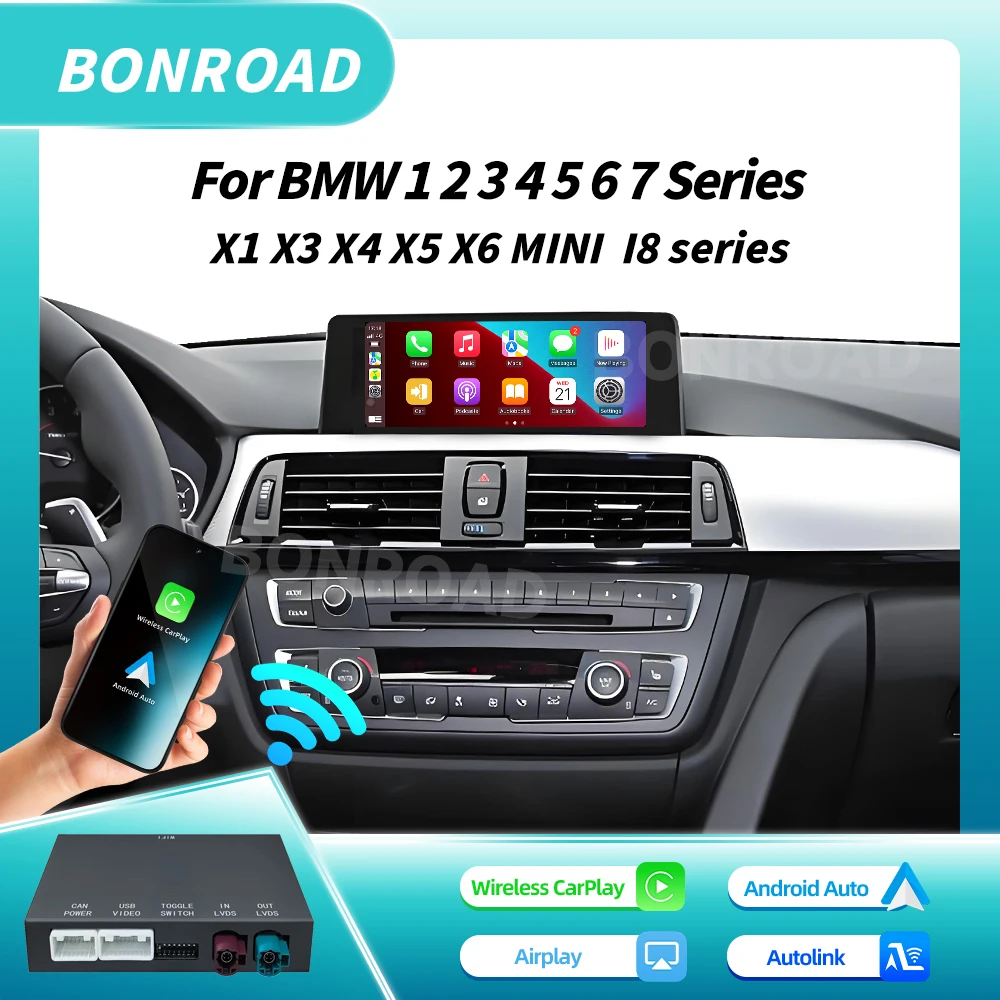 Kabelloses carplay android auto für bmw 1 2 3 4 5 6 7 serie x1 x3 x4 x5 x6 mini f56 f15 f16 f25 f26