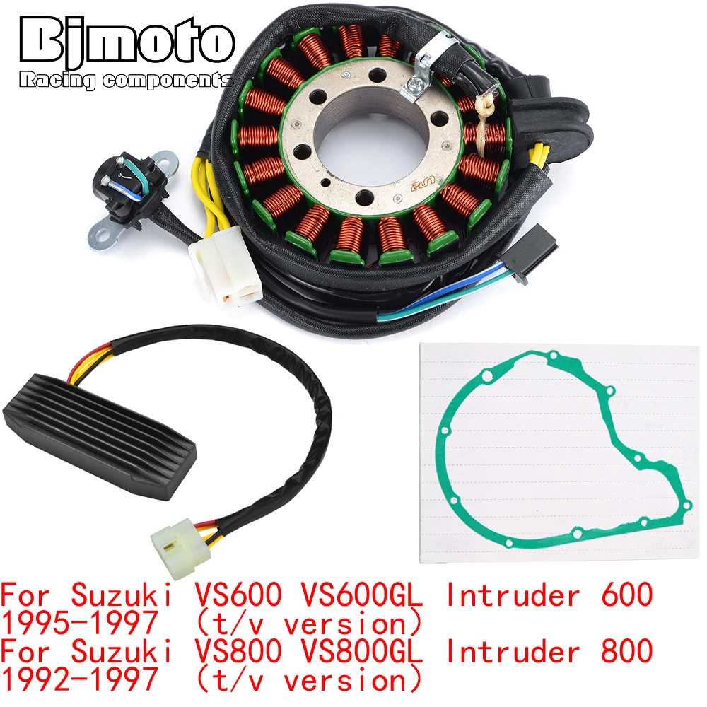 

For Suzuki VS600 VS600GL VS800 VS800GL Intruder 600 800 t/v version Engine Stator Coil+Voltage Regulator rectifier With Gasket