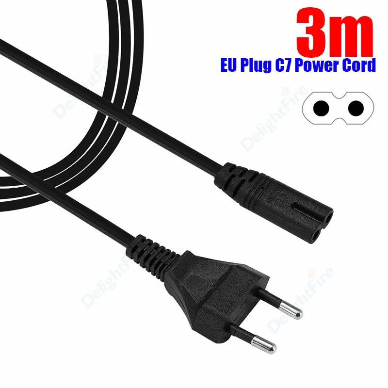 Euro Netzkabel 3 m IEC C7 2Pin Abbildung 8 EU Stecker Netzteil Kabel Für HP PC Computer Monitor PS4 XBOX One S Laser Drucker