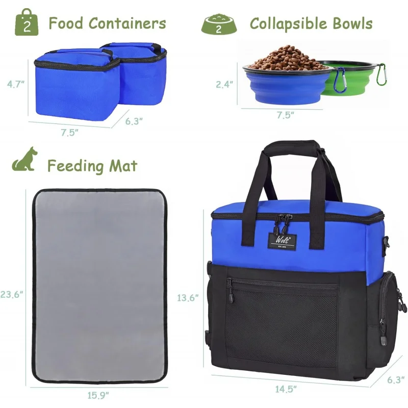 WOLT | Pet Travel Bag Kit for Dog Carrier & Travel,Pet Supplies Essentials Camping, Hiking, Weekend Away