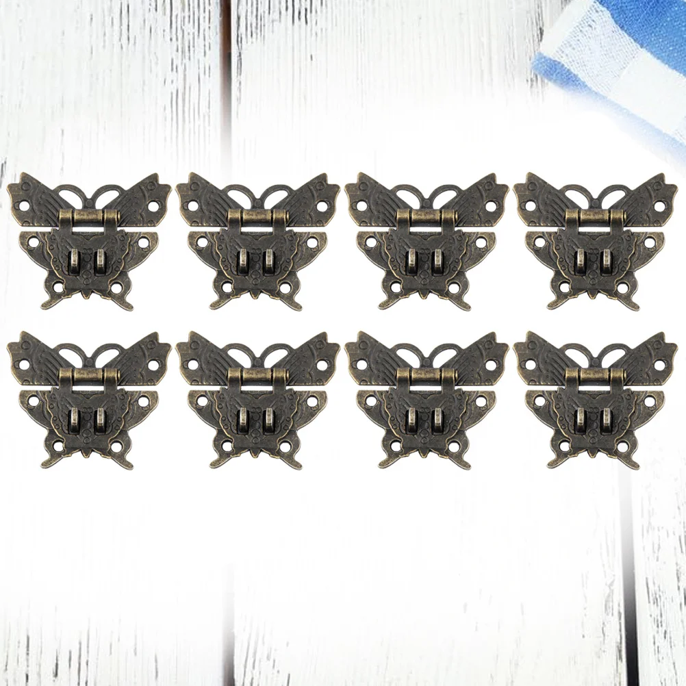 

8pcs Butterfly Clasps Retro Hasps Vintage Hardware For Wooden Box Latch Jewelry Chest Case Decorative Alloy Buckle