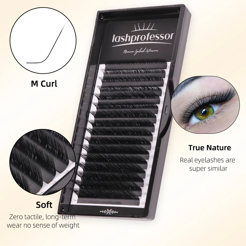 B/L/M Curl False Eyelash Extensions Faux Mink Lash Individual Eyelashes Matte Black 8-15mm Mixed Soft M/L Shape Makeup Lashes