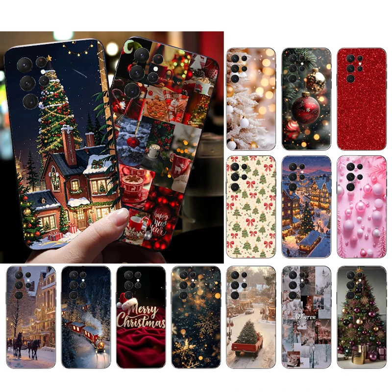 حافظة لهاتف سامسونج جالاكسي S25 S24 S23 S22 S21 Ultra S24 S23 S22 S21 S25 Plus S24 S20 FE شتاء عيد الميلاد