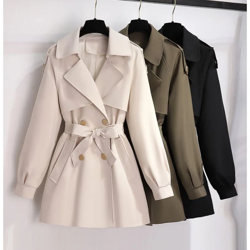 Short Windbreakers Coats Women's Outwear Spring Autumn 2024 New Fashion Loose Beautiful Single-Breasted Belt Chic Trench Coat