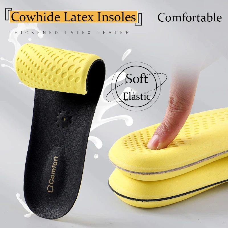 

Cowhide Insoles Soft Leather Latex Breathable Sports Insole Shock Absorbing Plantar Fasciitis Inserts Arch Support Shoes Pads