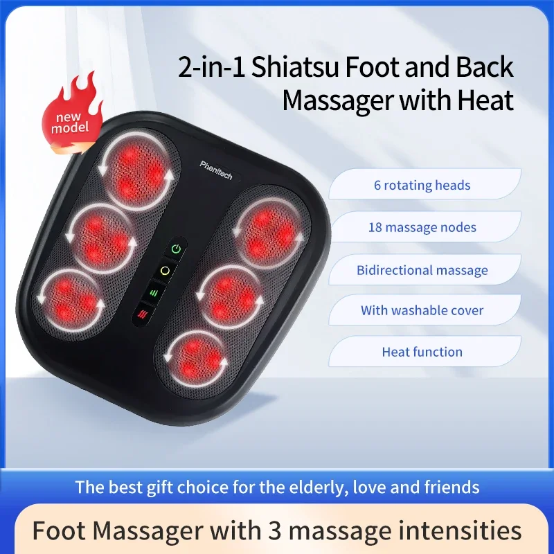 Phenitech Interlligent Electronic Foot Massager Pedicure Detox Machine Heating Reflexology Vibration Shiatsu Foot Massager