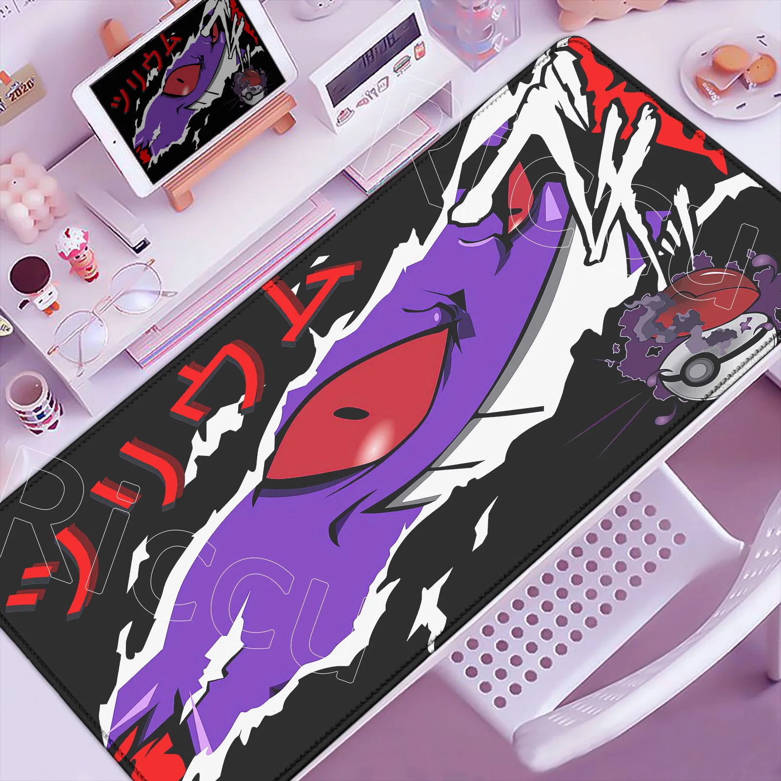 

Новый большой коврик для мыши с HD-печатью P-pokemon Gengar, милый настольный коврик, игровой коврик для мыши с замком, нескользящая резиновая основа, удлиненный коврик для мыши