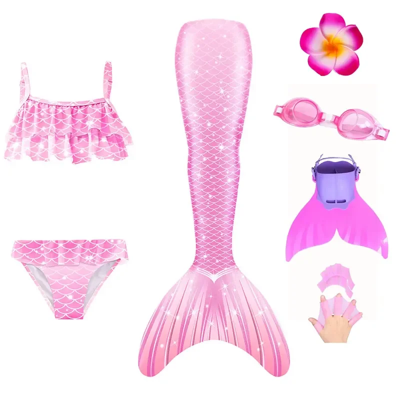 ชุดหางนางเงือกบิกินี่ท็อปส์กางเกงขาสั้นสําหรับสาวว่ายน้ํานางเงือกแฟนซี beachwear ชุดว่ายน้ําชุดคอสเพลย์