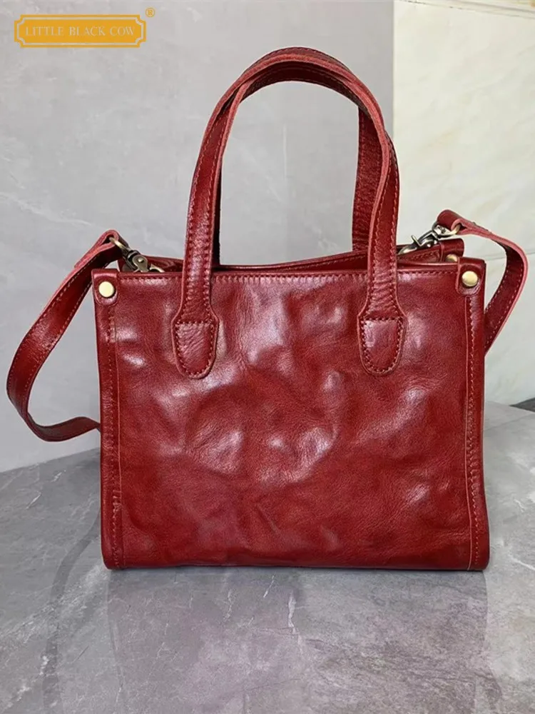

New Women Office Genuine Leather Buckle Single Shoulder Bag Real Cowskin Designer Ladies Fashion Handbag Crossbody Underarm Bags