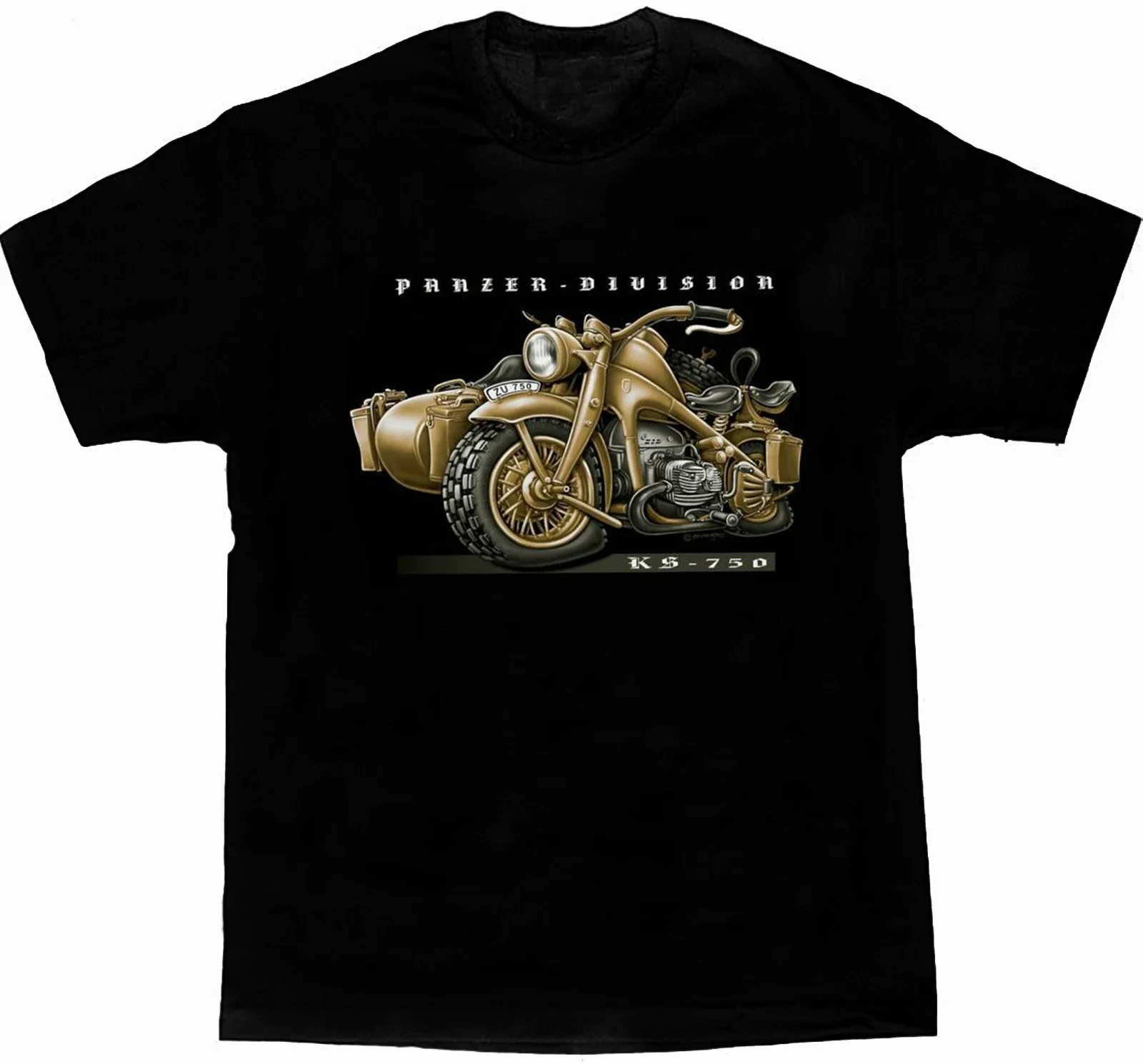 Summer Cotton Short Sleeve O-Neck Mens T Shirt New S-5xl Panzer Division Zu KS750 Motor Tricycle T-Shirt men clothing harajuku
