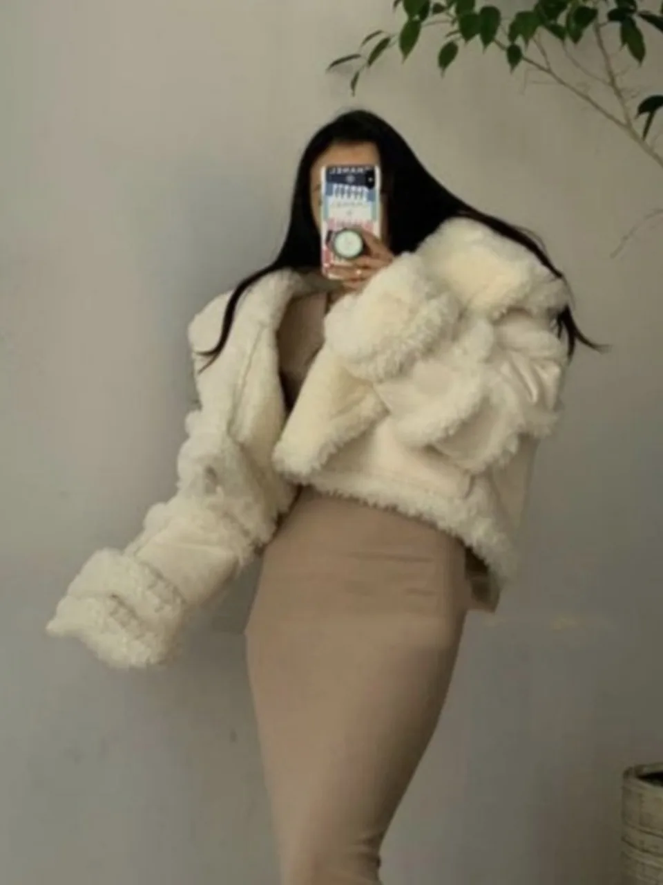 Faionable الشتاء المرأة Jaet الجلد المدبوغ الفراء المشذبة فرو الضأن الدفء Inteated ملابس خارجية تخفيف Sle طول منتظم #4