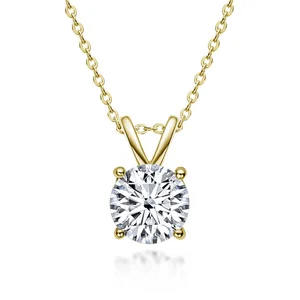 1 2 3 5 Karat Moissanite Kalung untuk Wanita Sterling Silver Disepuh D Warna Berlian Pernikahan Pertunangan Kalung Perhiasan 12 berlian kuning penjualan terbaik - №