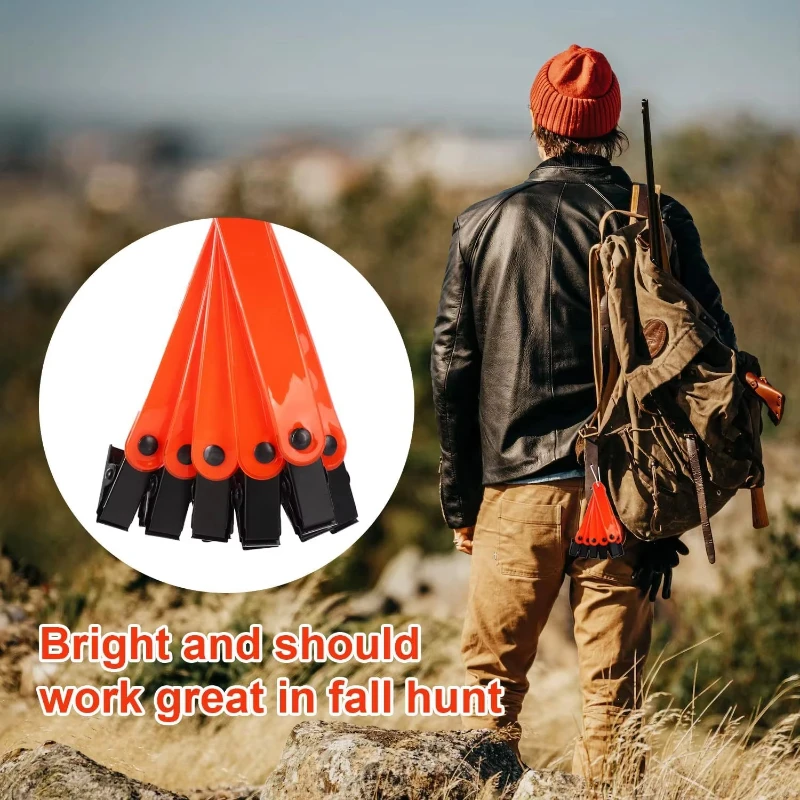علامات مسار الرماية TY مع مشابك ليلية ونهارية برتقالية عاكسة للمشي لمسافات طويلة والصيد في الهواء الطلق
