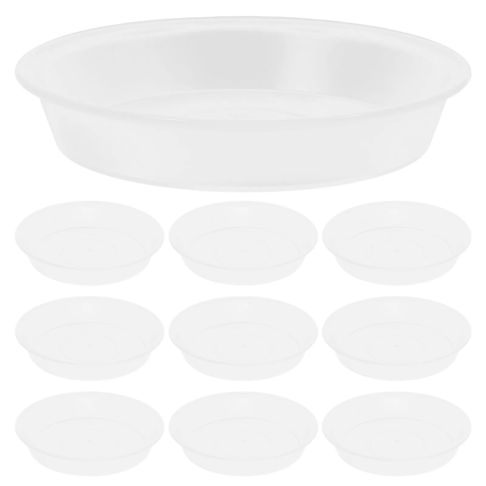 

10Pcs Clear Plant Saucers Plastic Flower Pot Bottom Tray Leak Proof Design for Clean Surfaces Versatile Planter Drip Trays