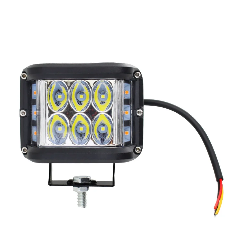 

LED motorcycle lights 4" Dual color Strobe driving lamp Auto LED work light 3 sides for ATV 4WD Off-road SUV