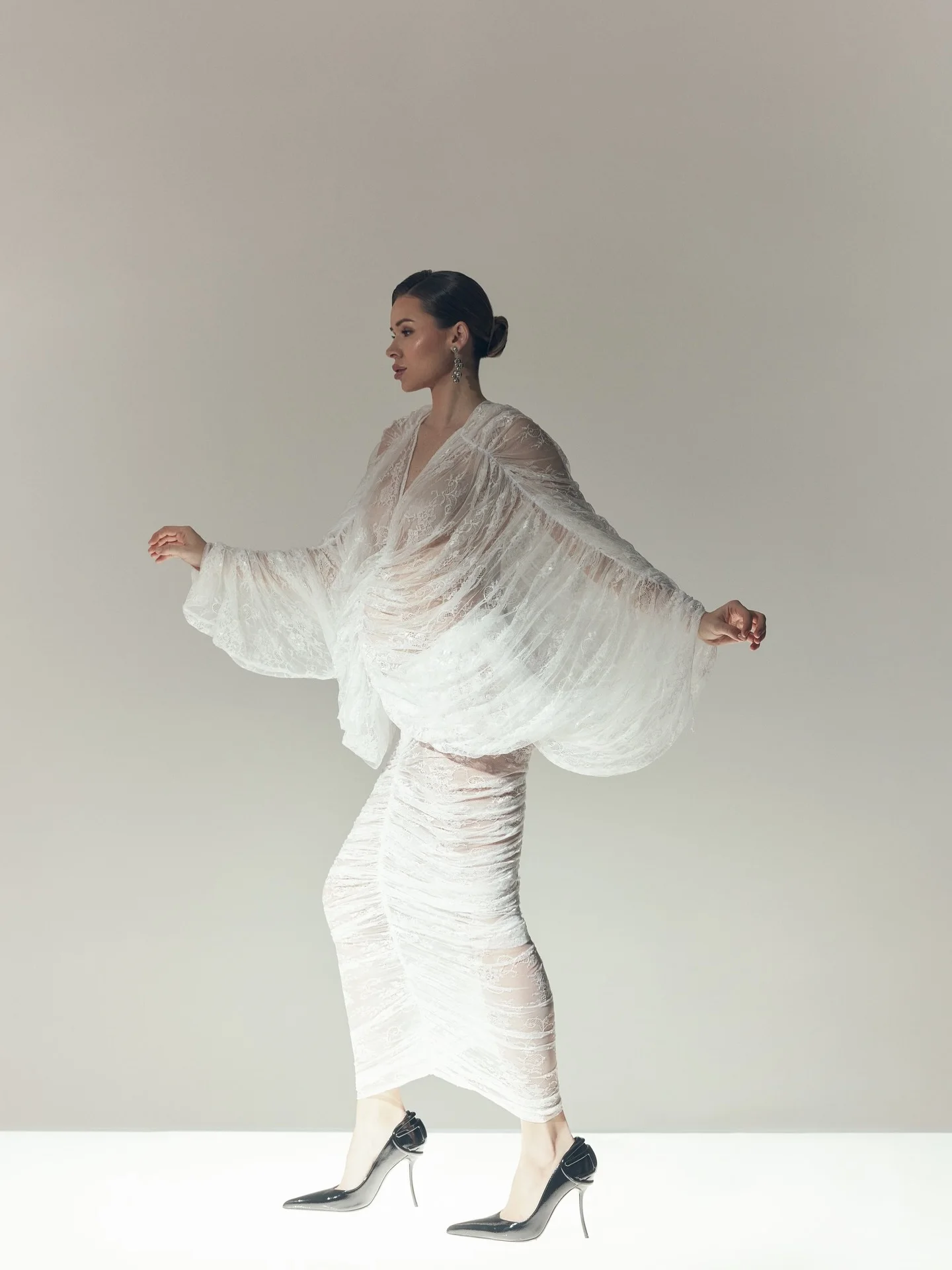 Robe de maternité en dentelle blanche féerique, pour séance photo, à volants transparents, Slim, pour femme enceinte, photographie, robes de réception-cadeau pour bébé, personnalisées