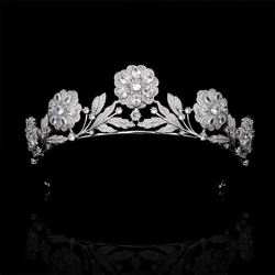 Luxury Bride Crowns For Wedding Headdress 5A Cubic Zirconia CZ Flower Royal Queen Crowns Tiaras Women Diadem Bridal Headpieces
