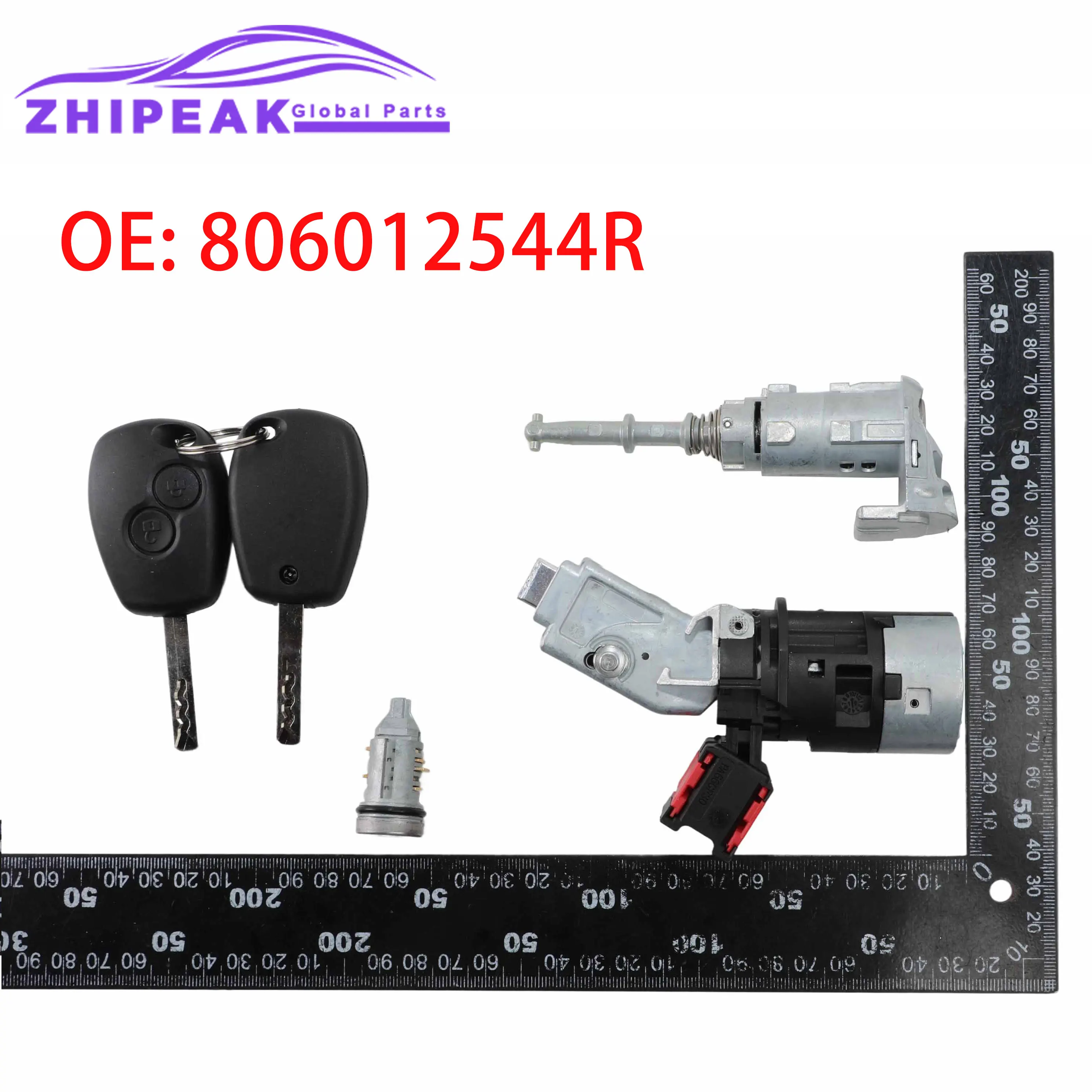 Cilindro de Encendido y Cerradura de Puerta con 2 Llaves 806012544R 806012362R para Renault Kangoo III Modus Master Vauxhall Opel, Repuestos de Auto