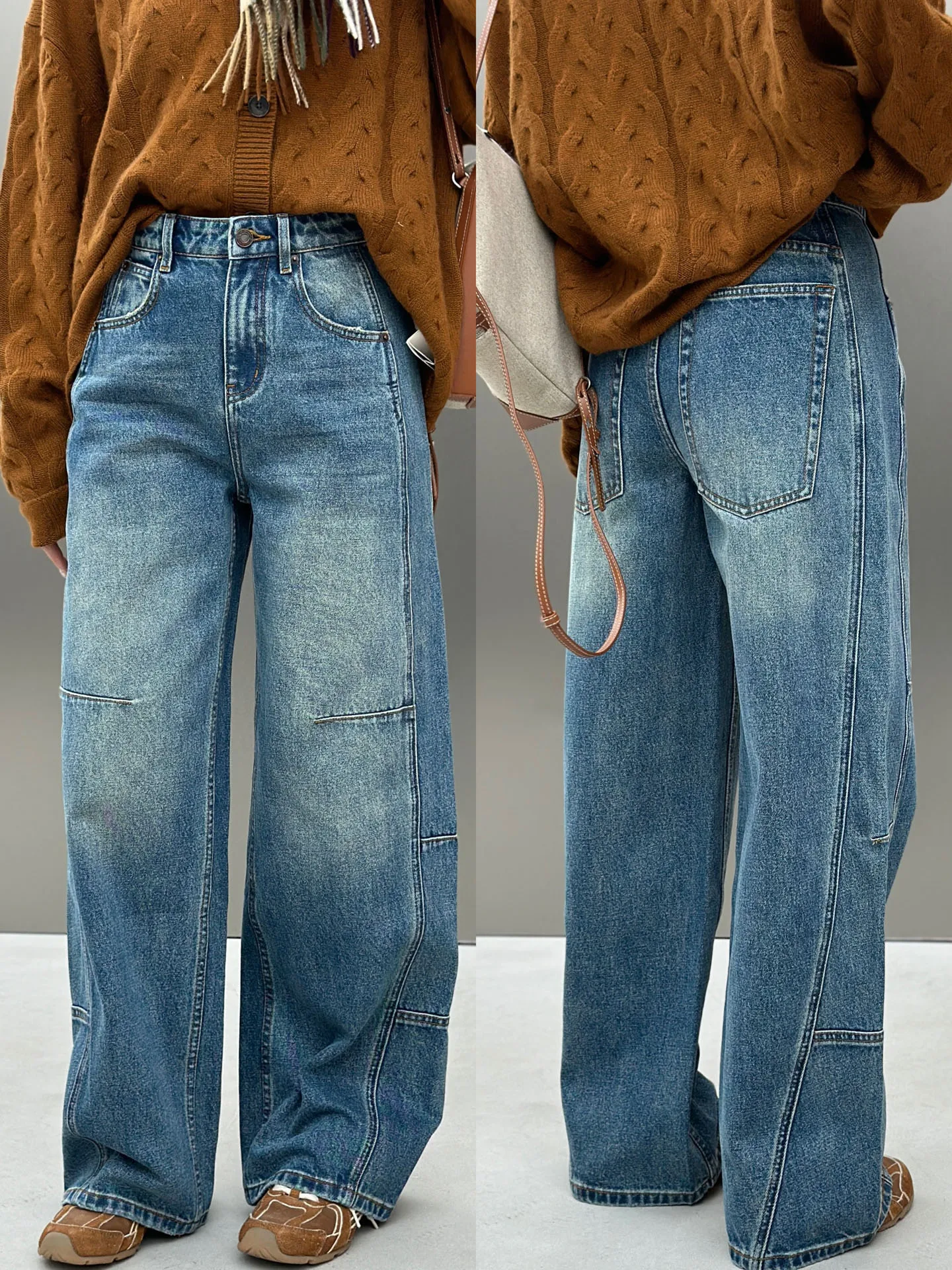 

Модные женские джинсы с широкими штанинами, высокой талией, из хлопкового денима, Sli Quali Bodhl, новинка 2025 года