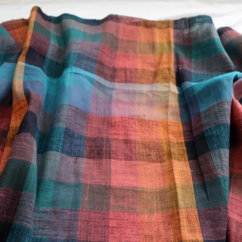 140x50cm Beautiful Color Multicolor Plaid  Pure Cotton Shirt Dress Clothing Sewing Fabric DIY Cloth