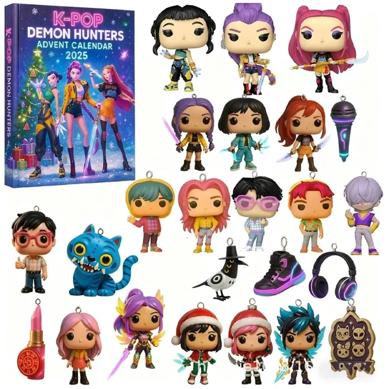 متوفر في المخزون عيد الميلاد K-pop شيطان الصيد 24 قطعة تقويم القدوم مفاجأة صندوق أعمى K البوب دمى صناديق الشكل الهدايا ألعاب أطفال #6