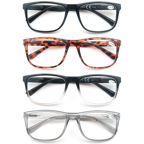 Imagen 2 del producto Gafas de lectura de gran tamaño para hombre, lectores de cabeza grande, gafas XL para mujer, gafas de lectura grandes y cuadradas con bisagra de resorte, visión clara