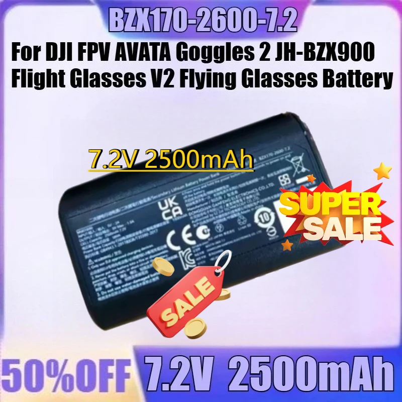 

New BZX170-2600-7.2 7.2V 2500mAh for DJI FPV AVATA Goggles 2 JH-BZX900 BZX170-2600-7.2 Flight Glasses V2 Flying Glasses Battery