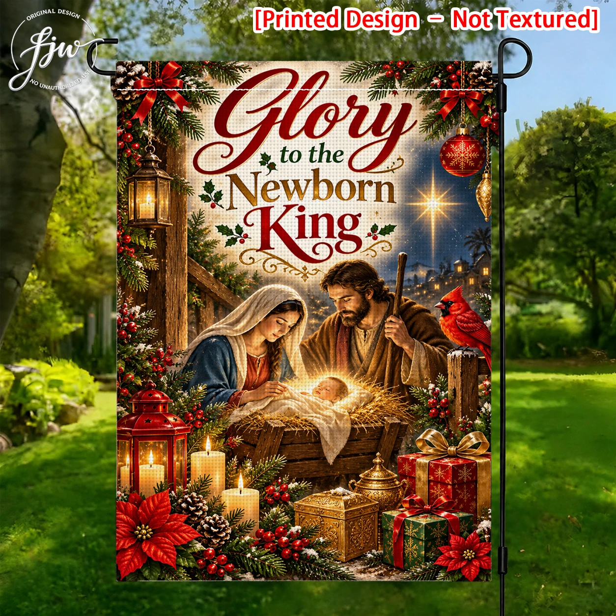 1pcs Christmas Nativity Welcome Garden Flag Seasonal Winter Holiday Yard Decor for Christmas