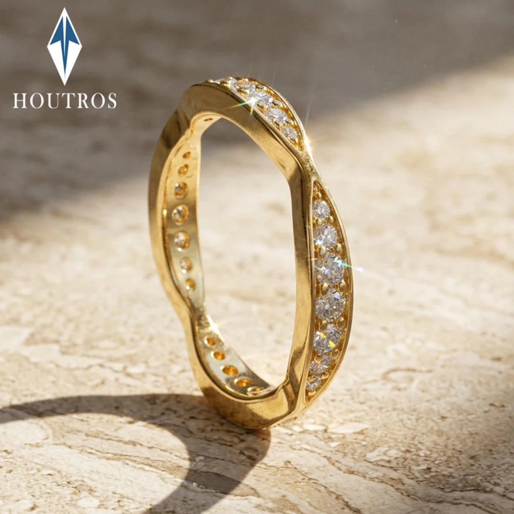 

Real Full Moissanite Diamond Ring For Women 925 Sterling Silver 18K Gold Plated Mobius Infinity Ring Wedding Band Jewelry Gift