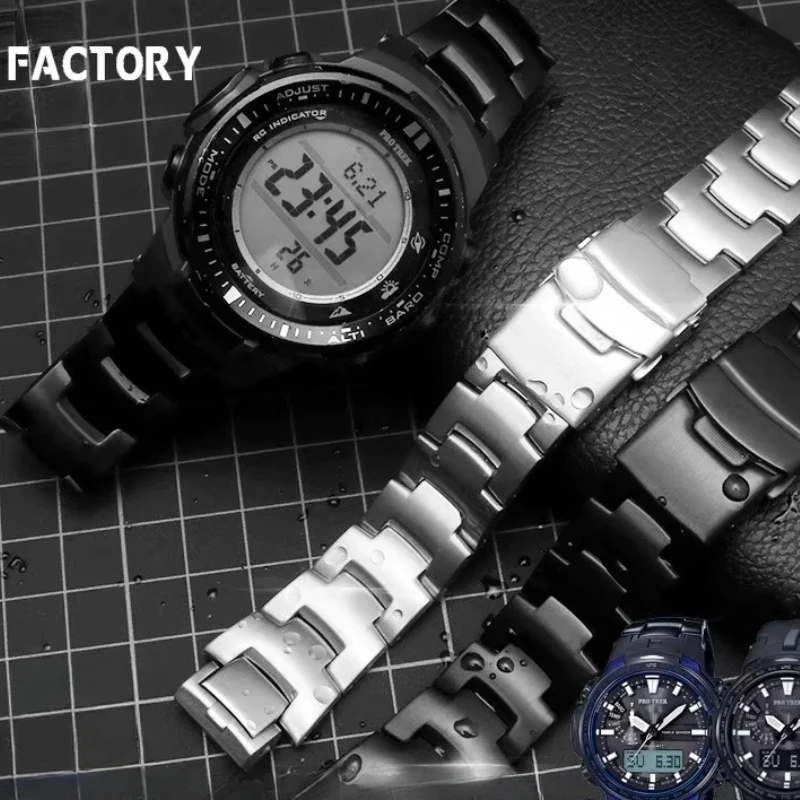 

High Quality Solid Steel Watch Strap for Casio PRG-300/PRW-6000/6100/3000/3100 Modified Stainless Steel Watch Band