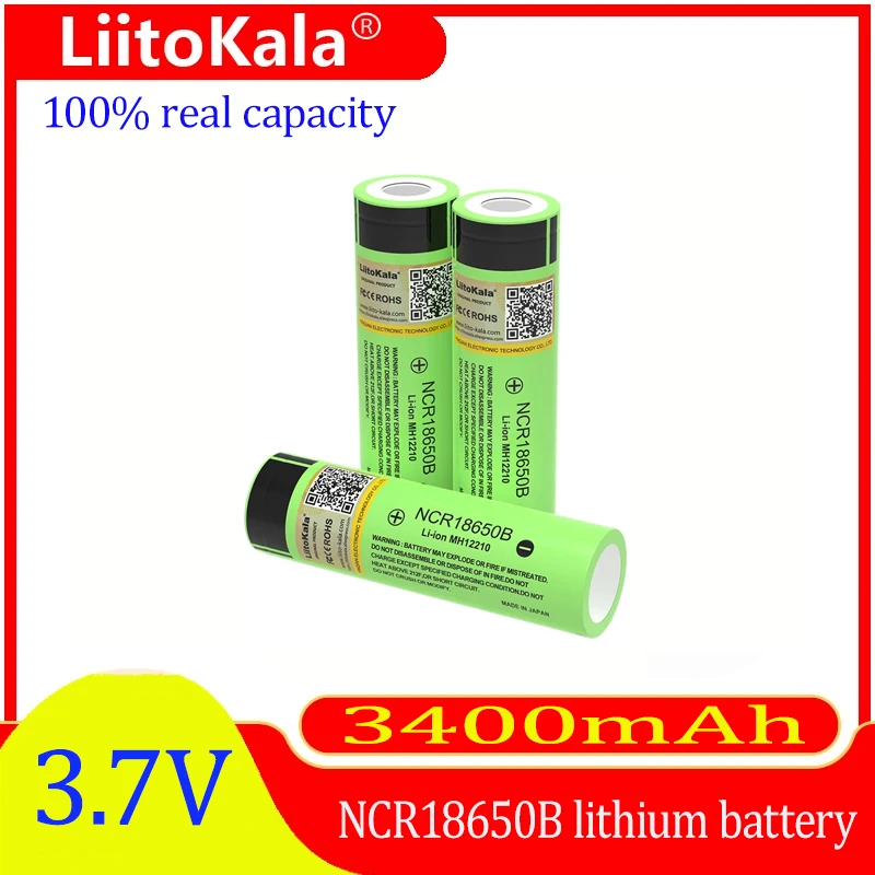 Hot LiitoKala New Original NCR18650B 34B 3.7V 18650 3400mAh Rechargeable Lithium Battery Flashlight Battery