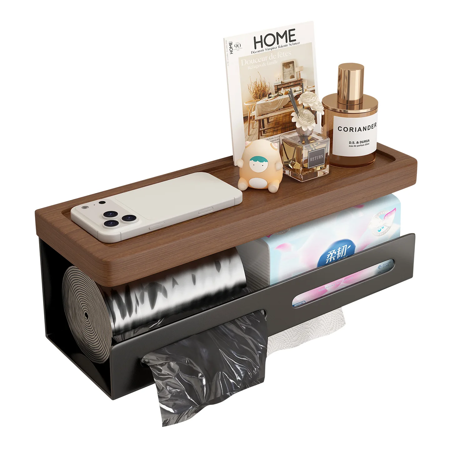 Tissue Storage Box No Punching Toilet Wall Hanging Wet Tissue Toilet Light Luxury Toilet Paper Rack Next