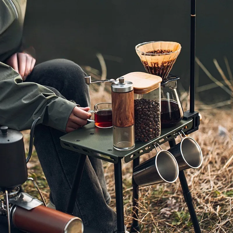 Multi-Use Stool and Desk Camping Aluminum Alloy Telescopic Adjustable Tactical Stool 3 Colors with Storage Bag and Seat Cushion
