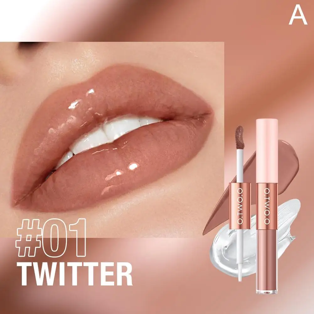 O.TWO.O 6pcs Matte Lipstick Lip Tint Double-end Lip Gloss Lip Coat 24HR Waterproof Long-lasting Non-stick Cup Lipstick Makeup