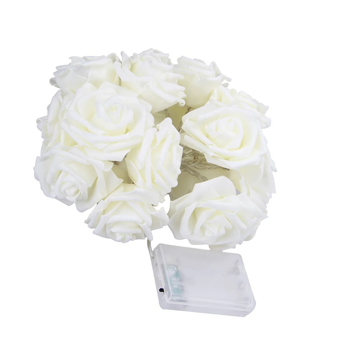 أضواء سلسلة زهرة الورد LED بيضاء تعمل فلاش ثابت مرنة لعيد الميلاد عيد الحب حفل زفاف حديقة #1