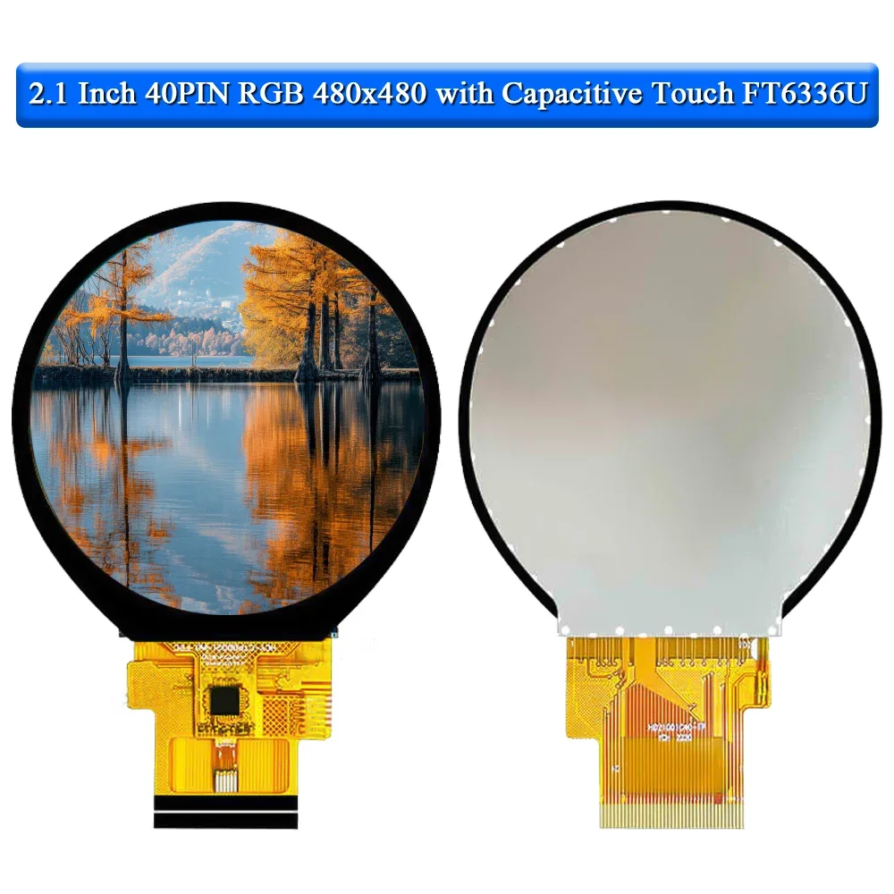 2.1 Inch TFT LED Display Module Round Screen HD IPS 480*480 SPI RGB Interface MIPI HDMI Driver ST7701S Capacitive Touch Screen