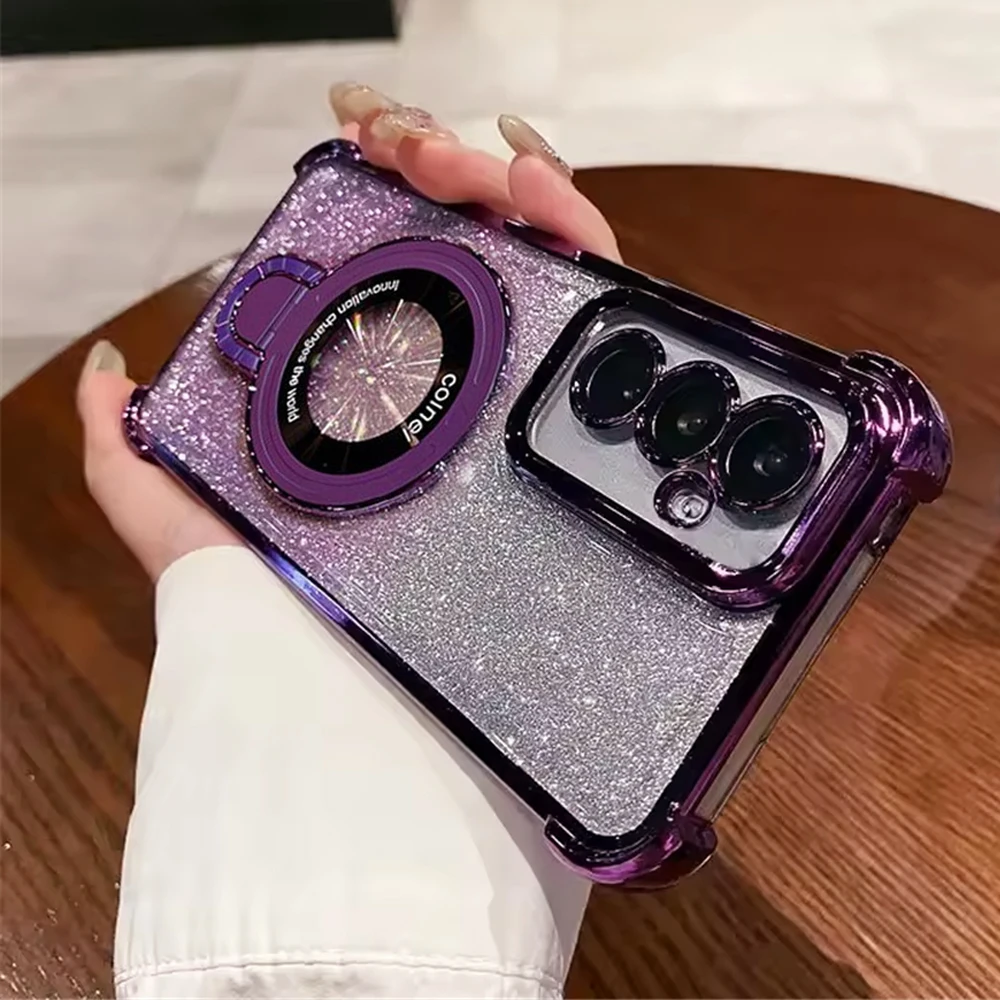 Glitzernde stoßfeste Handyhülle für Samsung A16 A06 A36 A56 A15 A25 A35 A55 A05S A14 A34 A54 magnetische Halterung Halter Stoßstangenabdeckung