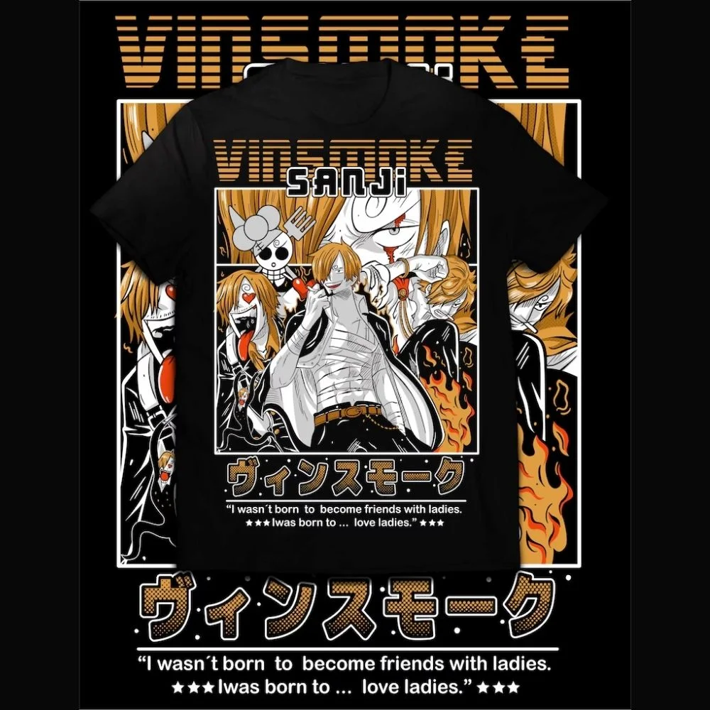 

Цельные футболки с изображением аниме Sanji, мужская и женская футболка Harajuku, уличная футболка в стиле хип-хоп, высокое качество, лето 2025 года, с коротким рукавом