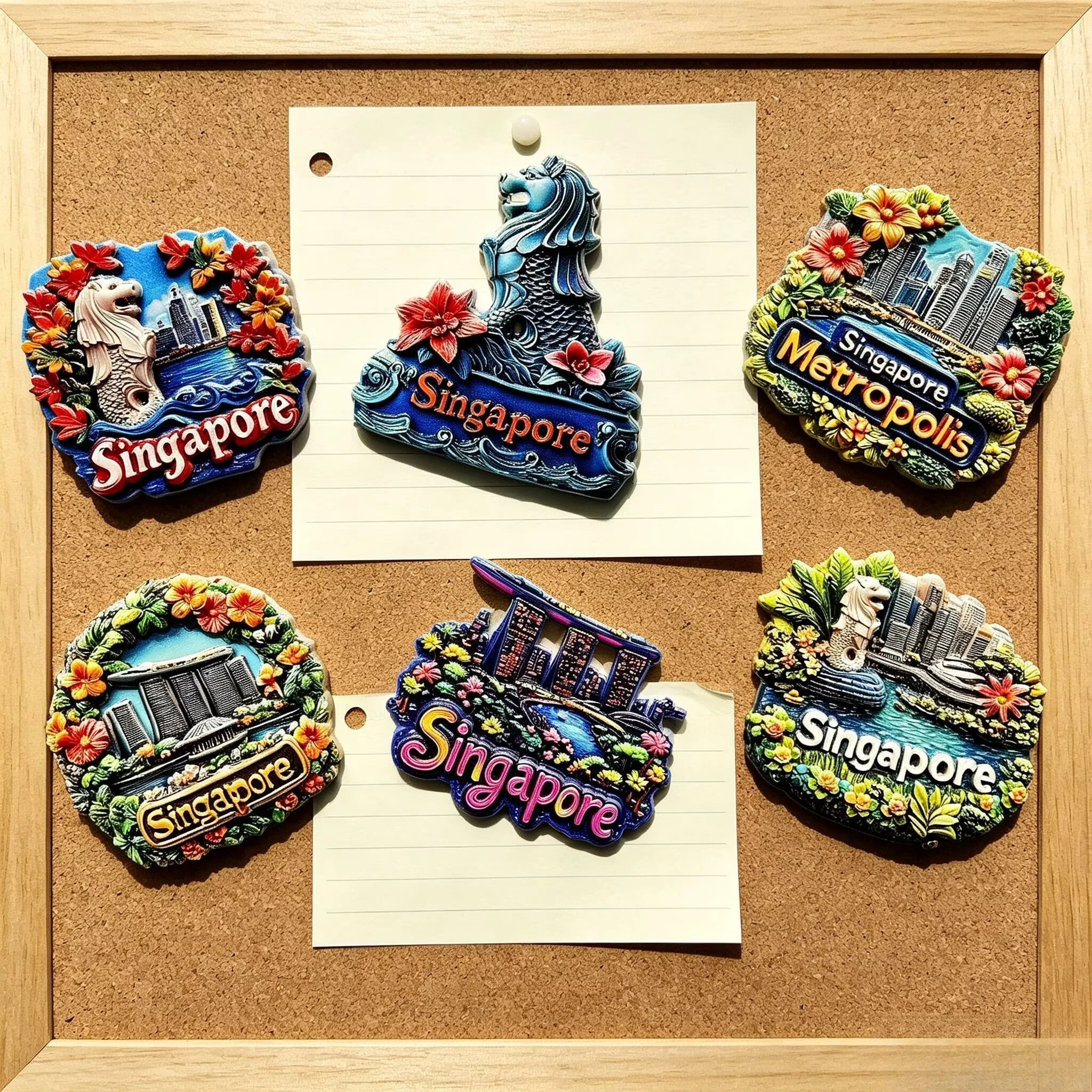 Merlion Singapore 3D Fridge Magnets Ornament UV Printing Crafts Resin Refrigerator Magnets Sticker Souvenir Gift Home Decoration