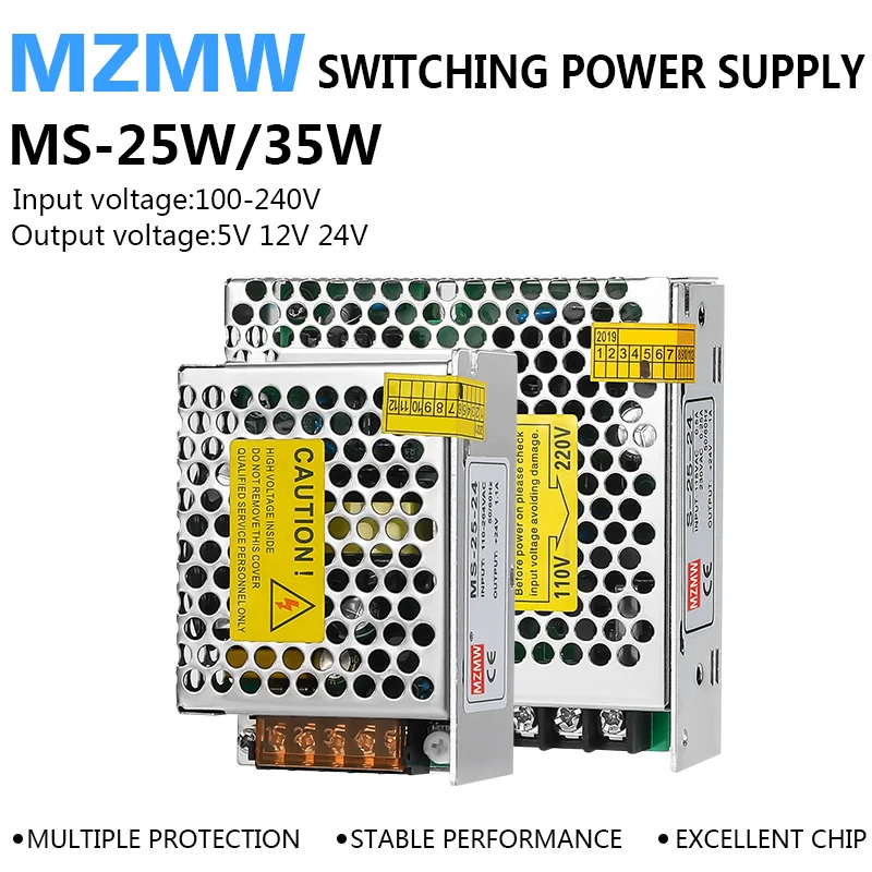 25W 35W Switching Power Supply 5V 12V 24V Mini Size AC To DC Single Output LED Strip Drive Switch Power for Monitor MS-25 MS-35