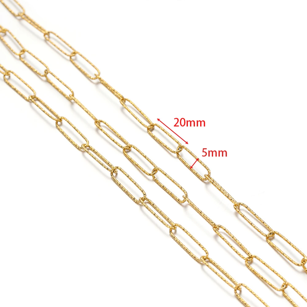 1 Meter High Quality Embossed Oval Chains Stainless Steel PVD Gold Chains for Bracelets Necklaces Findings Jewelry Making DIY