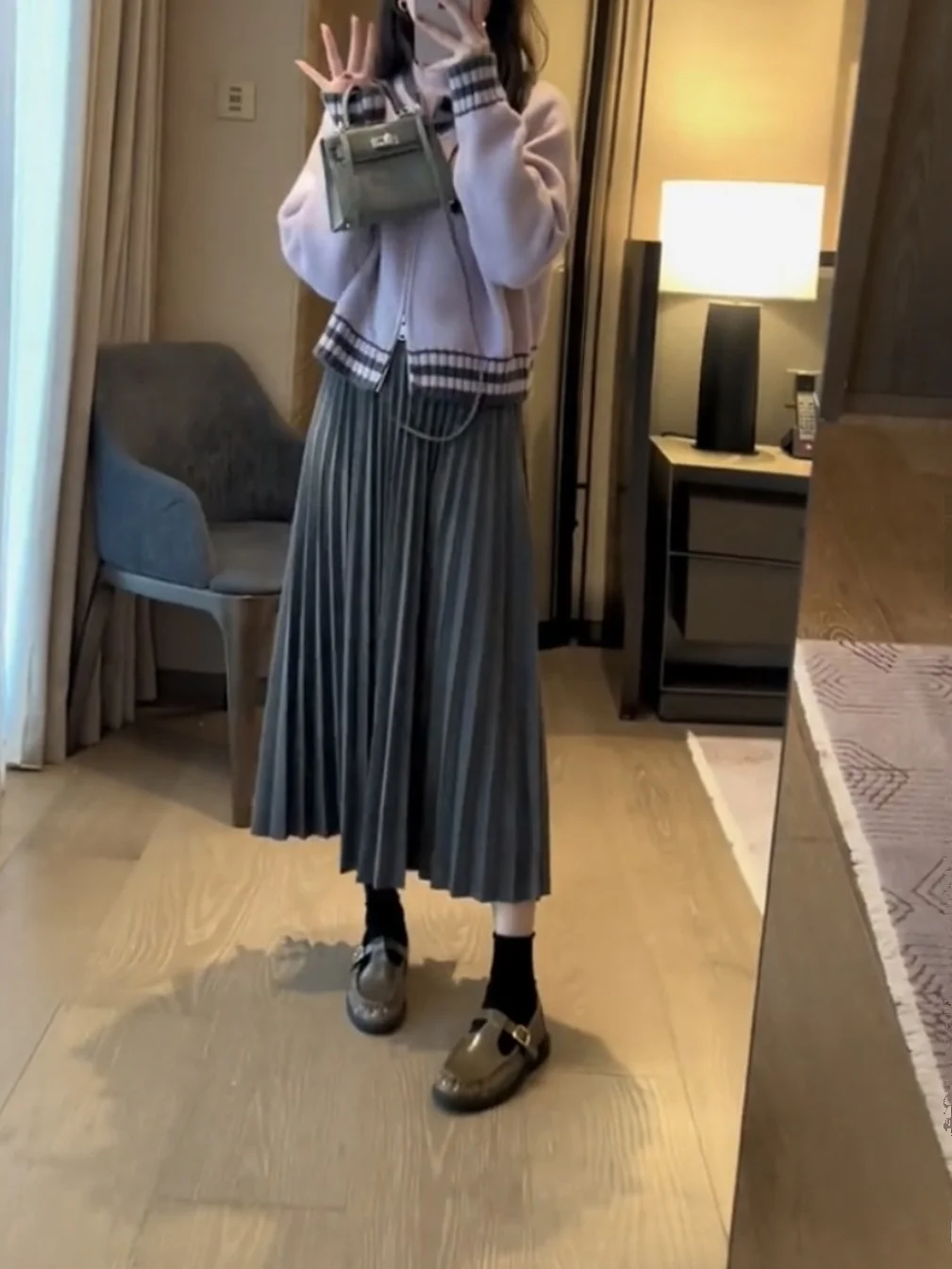 High Waist Thickened Woolen Skirt A-Line Long Gown Korean Style Skin-friendly Breathable High Elasticity Knitted Daily Wear